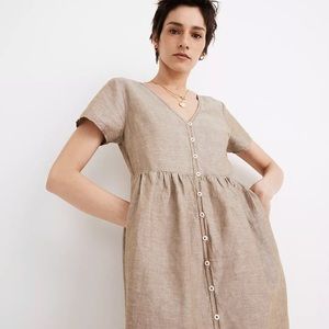 Madewell Linen-Blend Alexandra Button-Front Mini Dress